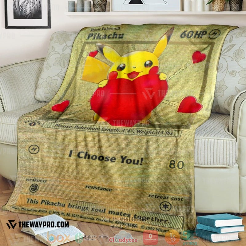 Anime Pokemon Pikachu I Choose You Gold Card Soft Blanket Anime Pokemon Pikachu I Choose You Gold Card Soft Blanket
