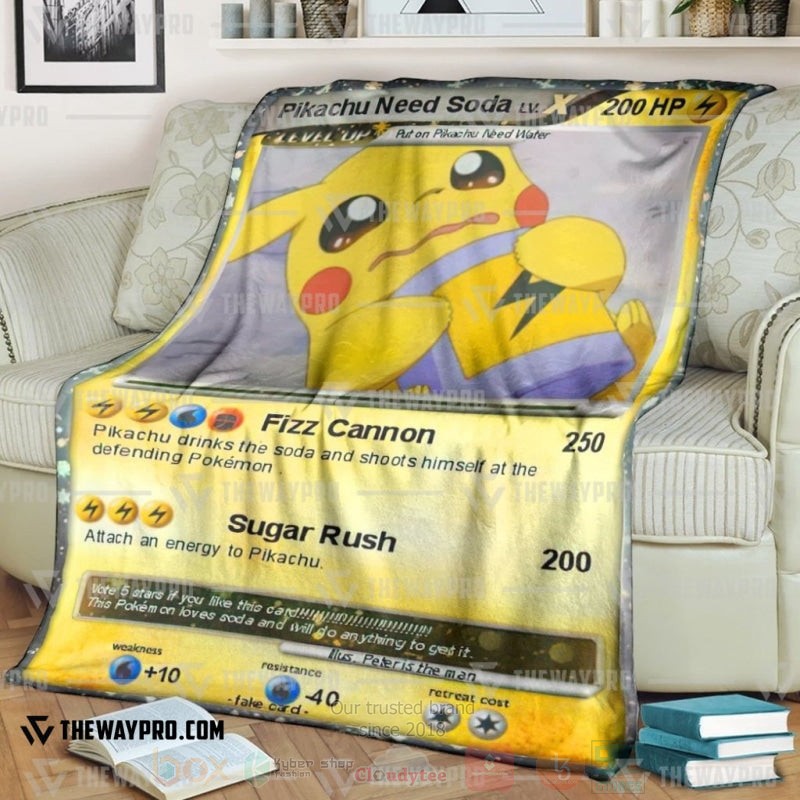 Anime Pokemon Pikachu Need Soda Blanket Anime Pokemon Pikachu Need Soda Blanket