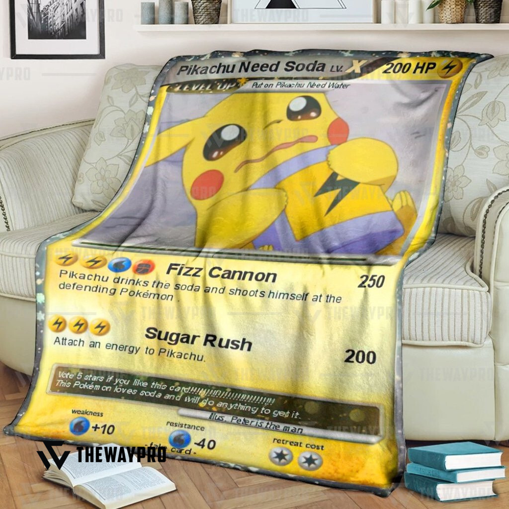 Anime Pokemon Pikachu Need Soda Custom Soft Blanket Anime Pokemon Pikachu Need Soda Custom Soft Blanket