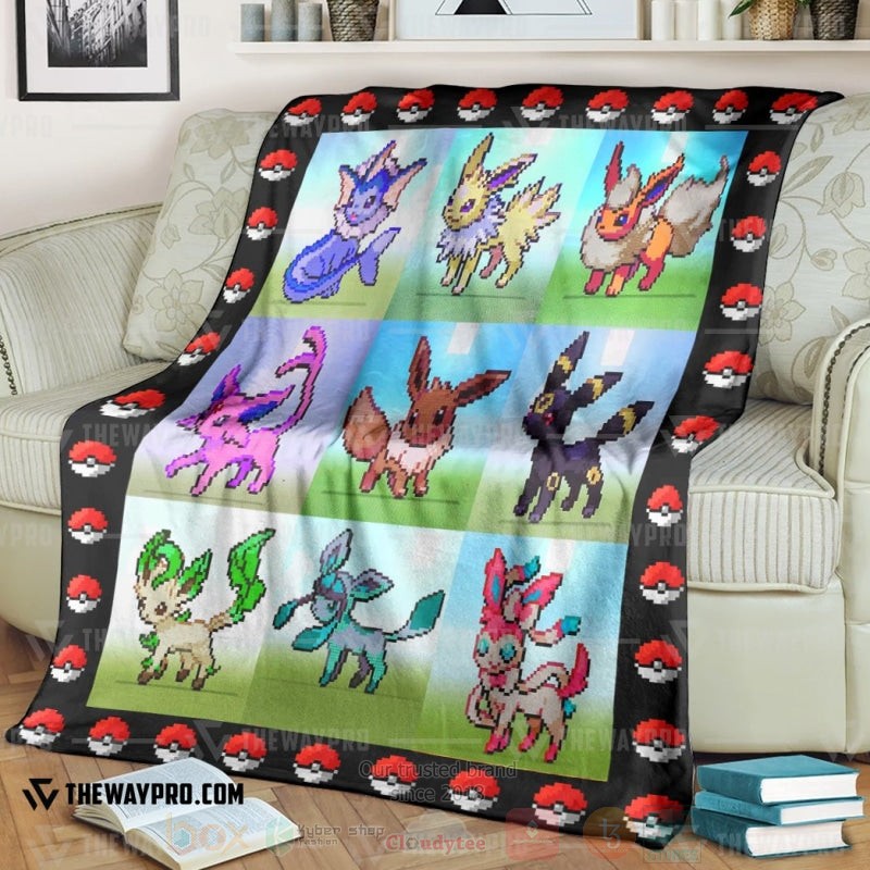 Anime Pokemon Pixel Eevee Blanket Anime Pokemon Pixel Eevee Blanket