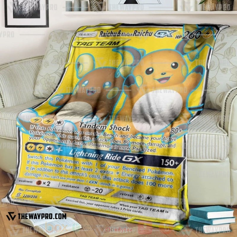 Anime Pokemon Raichu And Alolan Raichu Gx Blanket Anime Pokemon Raichu And Alolan Raichu Gx Blanket