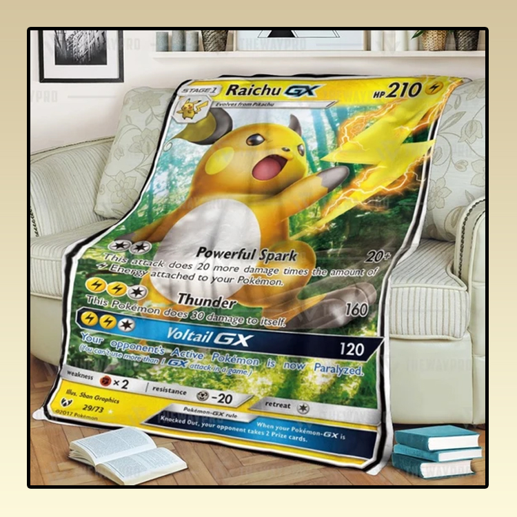 Anime-Pokemon-Raichu-Gx-Shining-Legends-Custom-Soft-Blanket-1