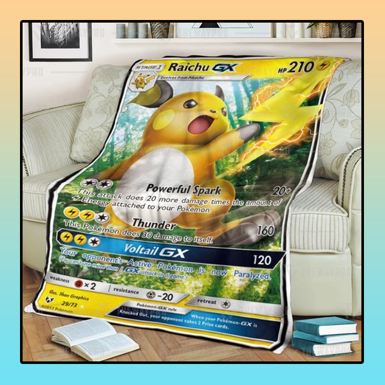 Anime-Pokemon-Raichu-Gx-Shining-Legends-Custom-Soft-Blanket-2
