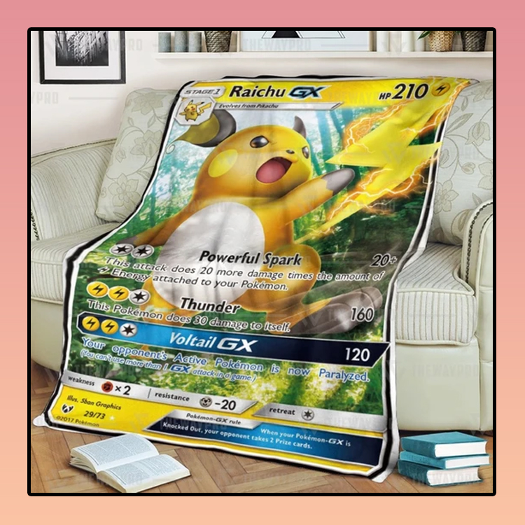 Anime-Pokemon-Raichu-Gx-Shining-Legends-Custom-Soft-Blanket-3