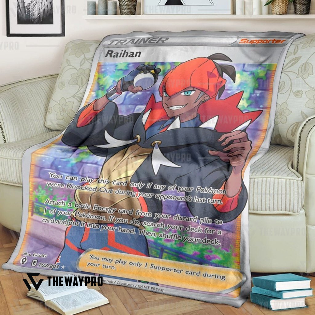 Anime Pokemon Raihan Evolving Skies Custom Soft Blanket Anime Pokemon Raihan Evolving Skies Custom Soft Blanket