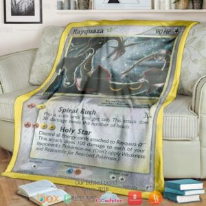 Anime Pokemon Rayquaza Card Soft Blanket