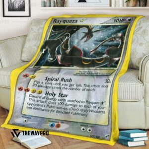 Anime Pokemon Rayquaza Gold Star Holo Custom Soft Blanket 2
