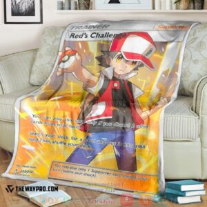 Anime Pokemon Reds Challenge Trainer Soft Blanket