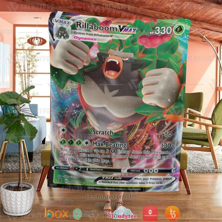 Anime-Pokemon-Rillaboom-Vmax-Rebel-Clash-Soft-Blanket-1