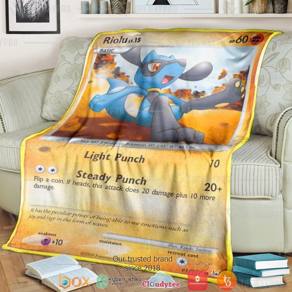 Anime Pokemon Riolu Platinum Soft Blanket Anime Pokemon Riolu Platinum Soft Blanket