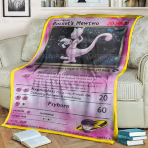 Anime Pokemon Rockets Mewtwo Full Print Soft Blanket