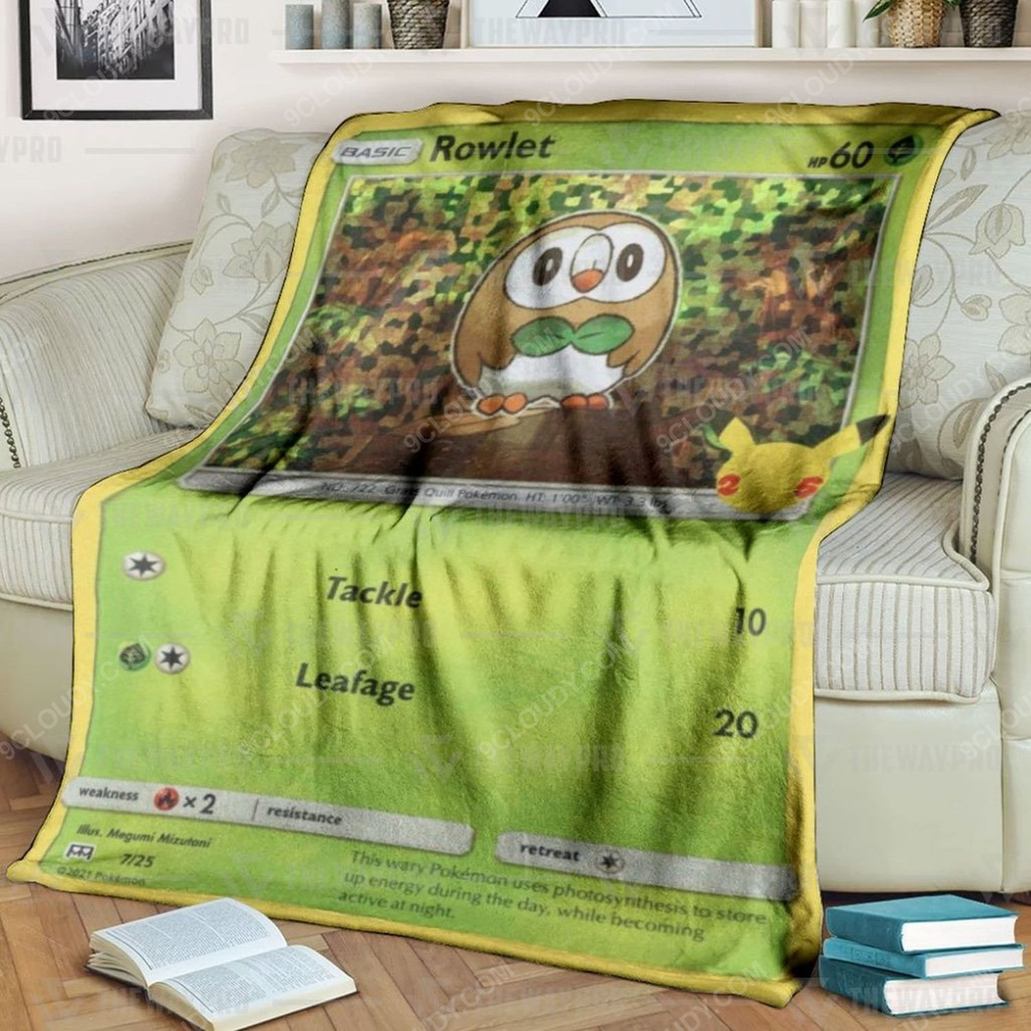 Anime Pokemon Rowlet Full Print Soft Blanket Anime Pokemon Rowlet Full Print Soft Blanket