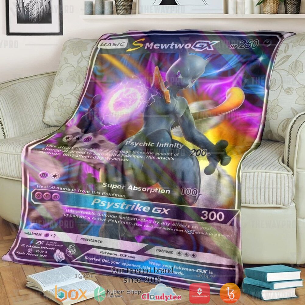 Anime Pokemon S Mewtwo Gx Shadow Soft Blanket Anime Pokemon S Mewtwo Gx Shadow Soft Blanket