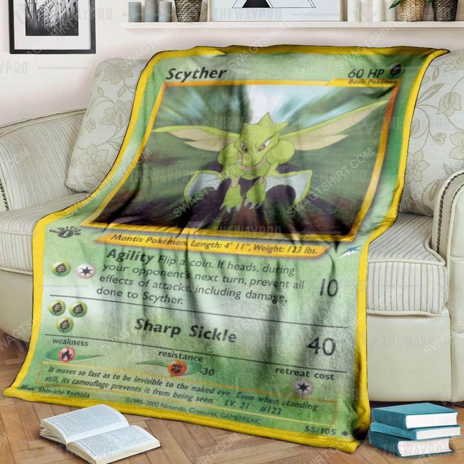 Anime Pokemon Scyther 1St Edition Soft Blanket Anime Pokemon Scyther 1St Edition Soft Blanket