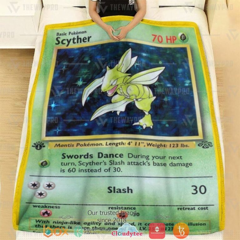 Anime-Pokemon-Scyther-Holo-1St-Edition-Soft-Blanket-1-1