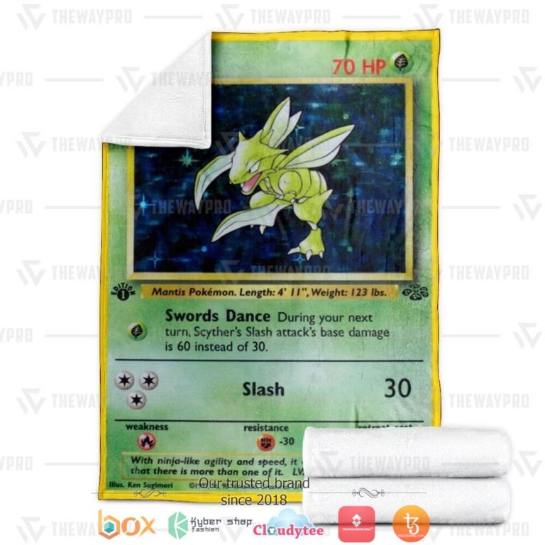 Anime-Pokemon-Scyther-Holo-1St-Edition-Soft-Blanket-2