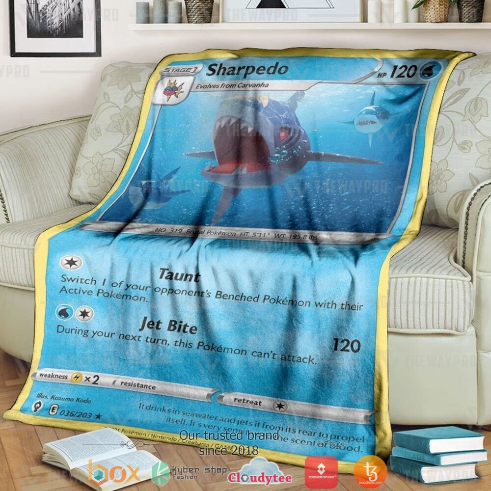 Anime Pokemon Sharpedo Evolving Skies Soft Blanket Anime Pokemon Sharpedo Evolving Skies Soft Blanket