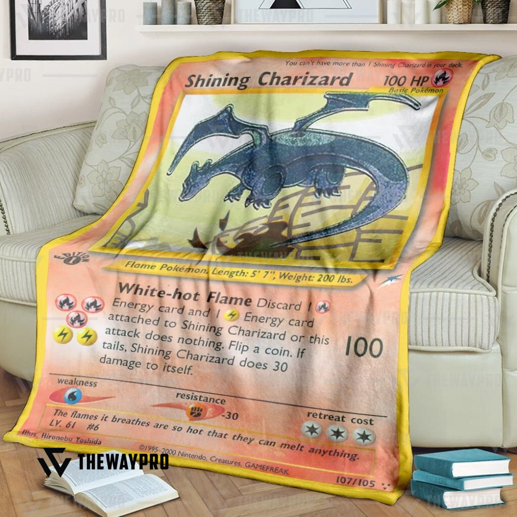 Anime Pokemon Shining Charizard Neo Destiny Custom Soft Blanket Anime Pokemon Shining Charizard Neo Destiny Custom Soft Blanket