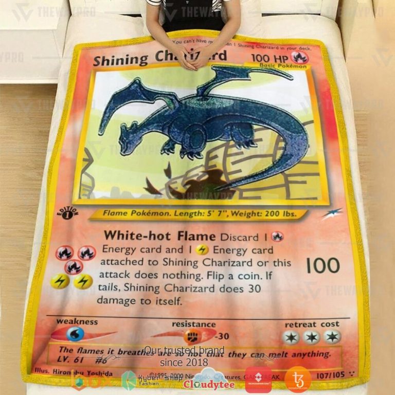Anime-Pokemon-Shining-Charizard-Neo-Destiny-Soft-Blanket-1