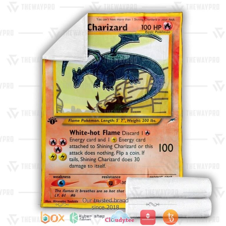 Anime-Pokemon-Shining-Charizard-Neo-Destiny-Soft-Blanket-2