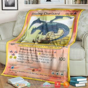 Anime Pokemon Shining Charizard Neo Destiny Soft Blanket