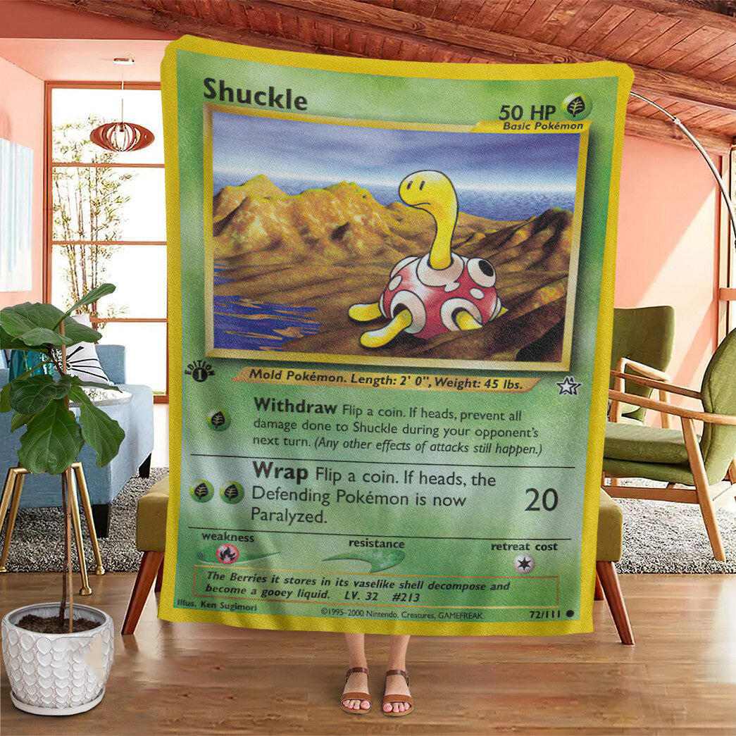 Anime Pokemon Shuckle Neo Genesis Cards Custom Soft Blanket Anime Pokemon Shuckle Neo Genesis Cards Custom Soft Blanket