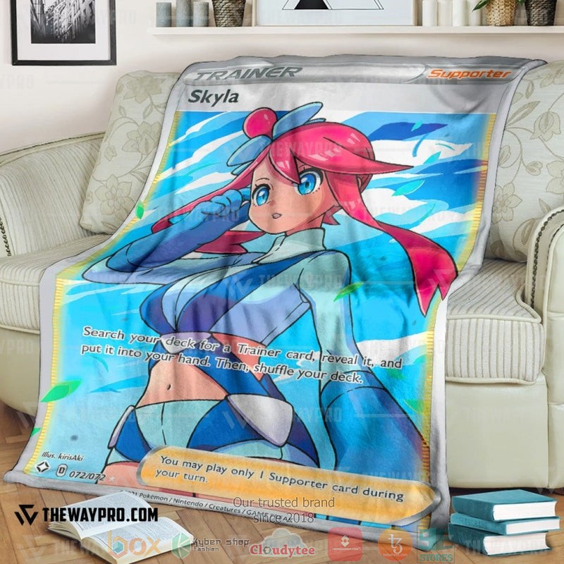Anime Pokemon Skyla Shining Fates Trainer Soft Blanket Anime Pokemon Skyla Shining Fates Trainer Soft Blanket