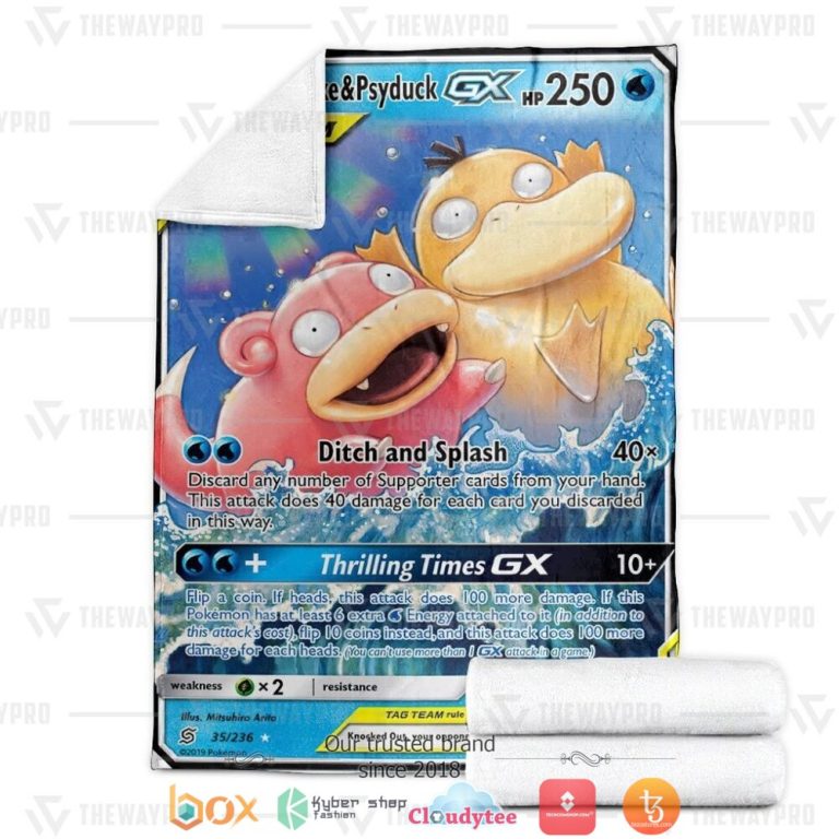 Anime-Pokemon-Slowpoke-Psyduck-Gx-Unified-Minds-Soft-Blanket-2