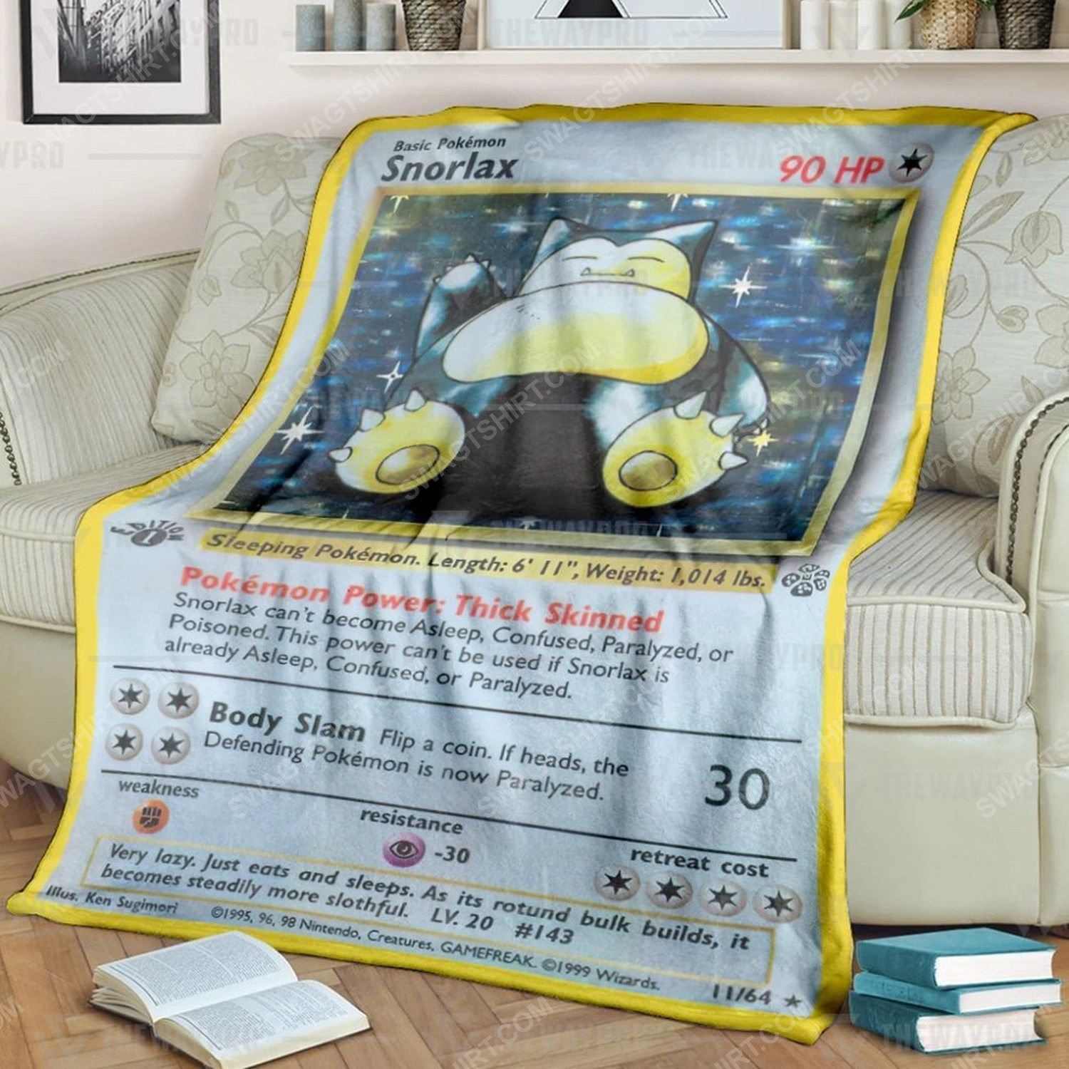 Anime Pokemon Snorlax Card Full Print Soft Blanket Anime Pokemon Snorlax Card Full Print Soft Blanket