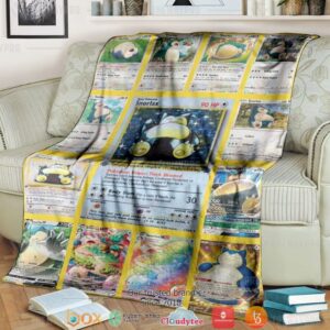 Anime Pokemon Snorlax Cards Version 2 Soft Blanket