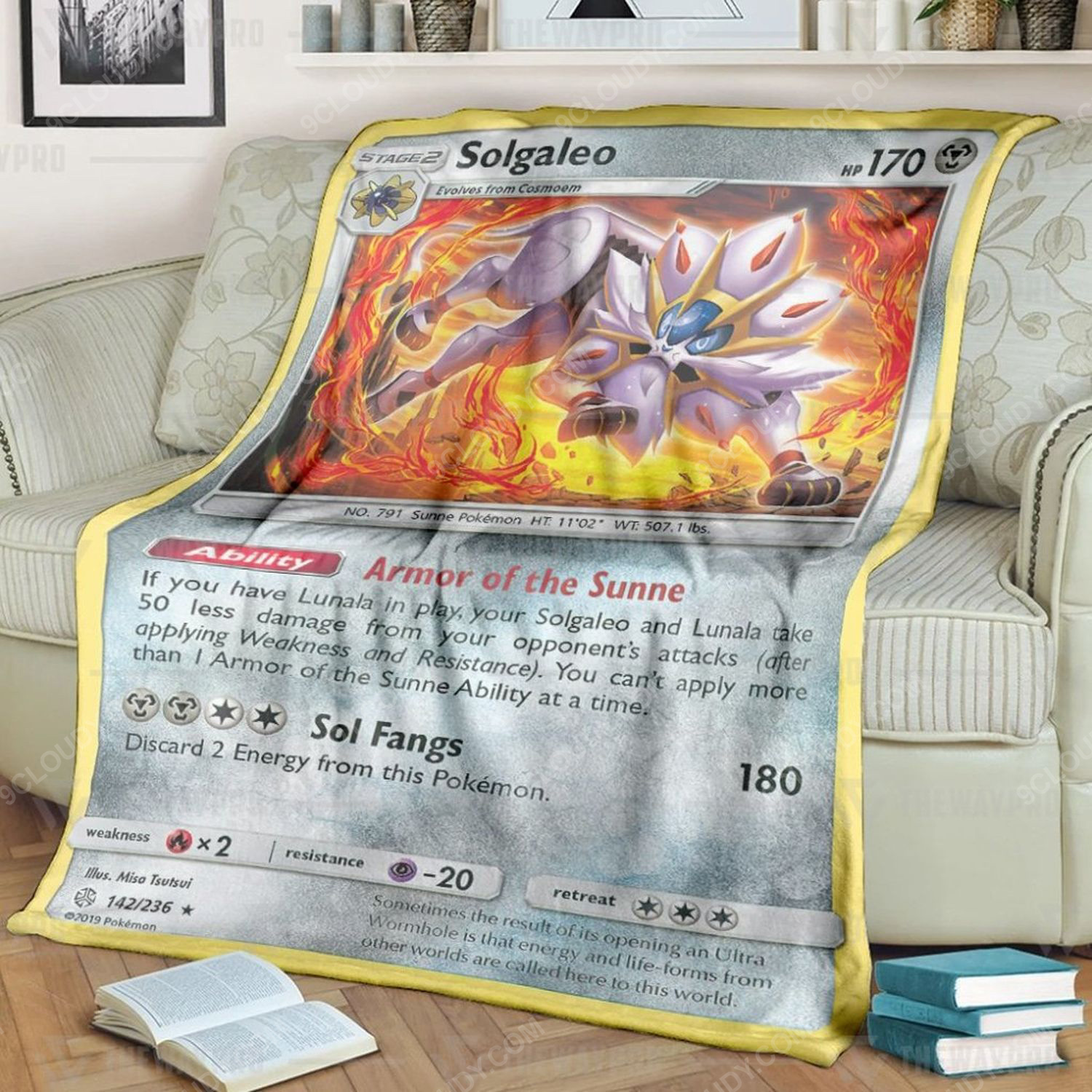 Anime Pokemon Solgaleo Card Full Print Soft Blanket Anime Pokemon Solgaleo Card Full Print Soft Blanket