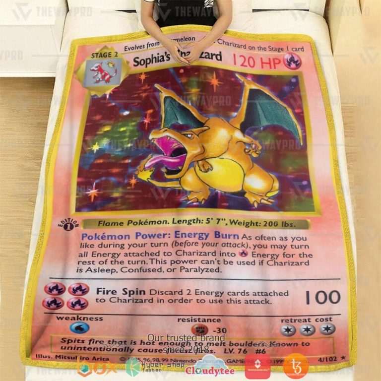 Anime-Pokemon-SophiaS-Charizard-First-Edition-Soft-Blanket-2