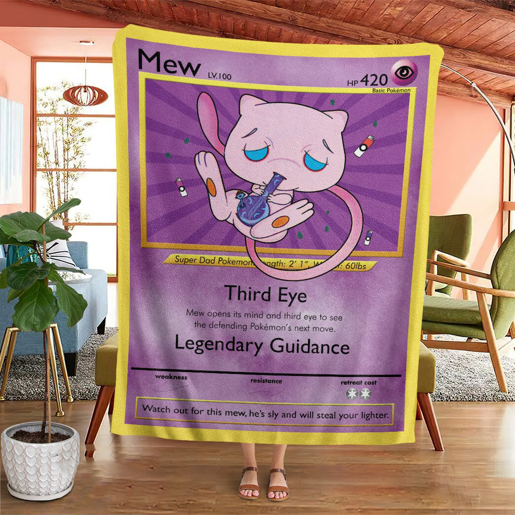 Anime Pokemon Stone Mew Custom Soft Blanket Anime Pokemon Stone Mew Custom Soft Blanket