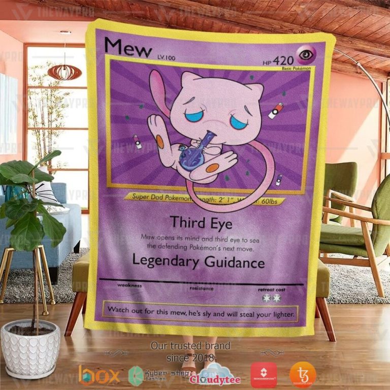 Anime-Pokemon-Stone-Mew-Soft-Blanket-1
