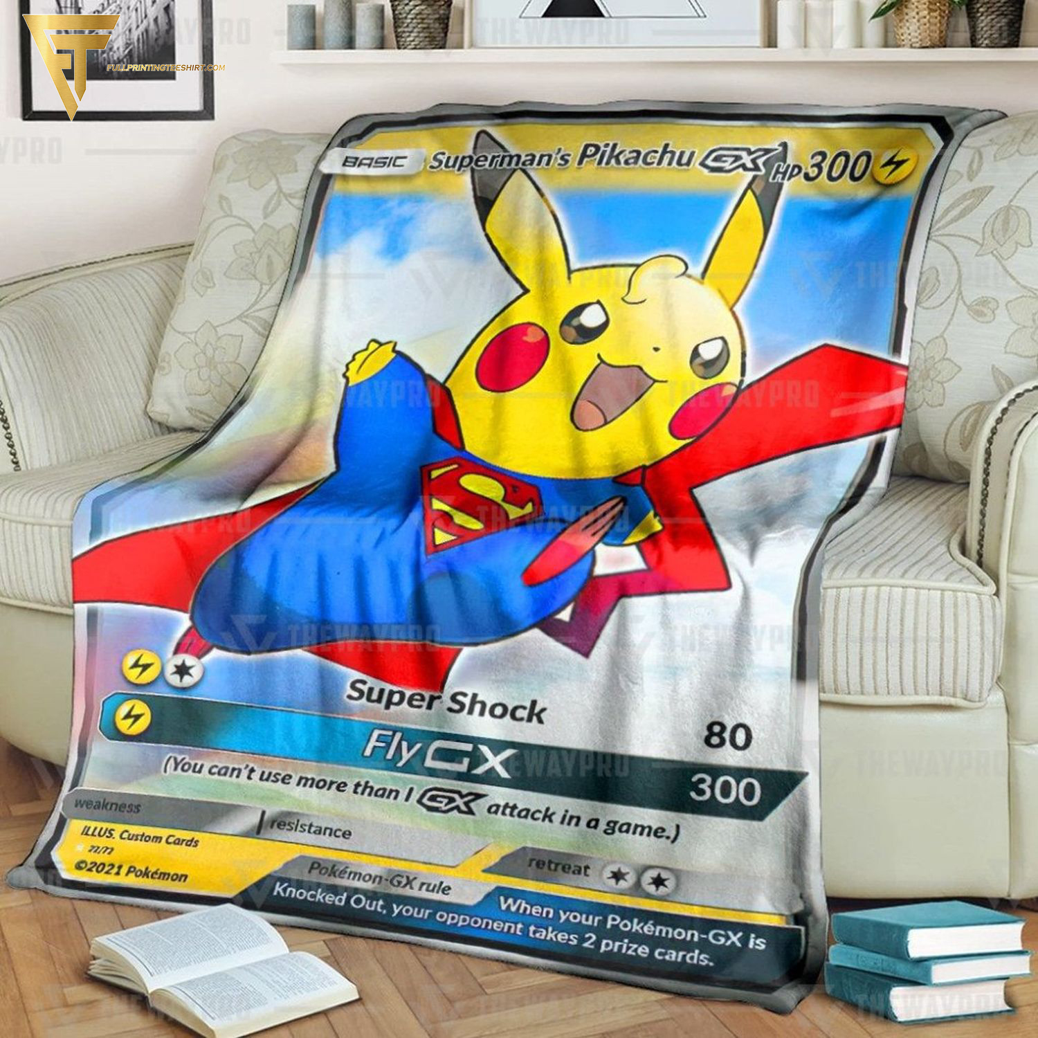 Anime Pokemon Supermans Pikachu Full Printing Blanket Anime Pokemon Supermans Pikachu Full Printing Blanket