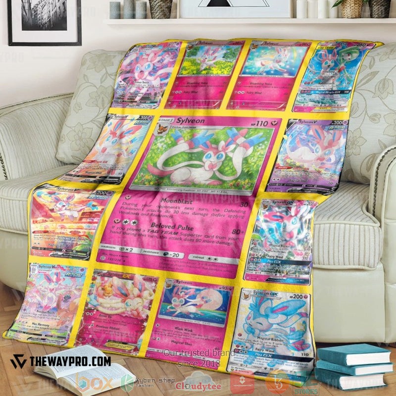 Anime Pokemon Sylveon Cards Soft Blanket Anime Pokemon Sylveon Cards Soft Blanket