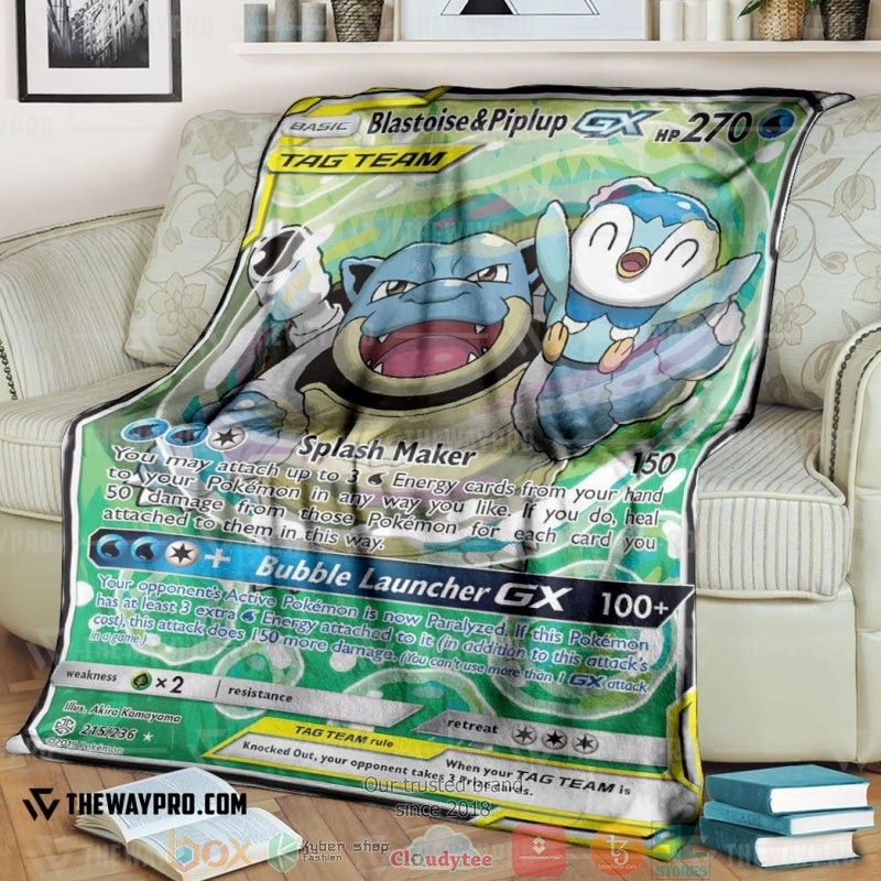 Anime Pokemon Tag Team Blastoise Piplup Gx Cosmic Eclipse Soft Blanket Anime Pokemon Tag Team Blastoise Piplup Gx Cosmic Eclipse Soft Blanket