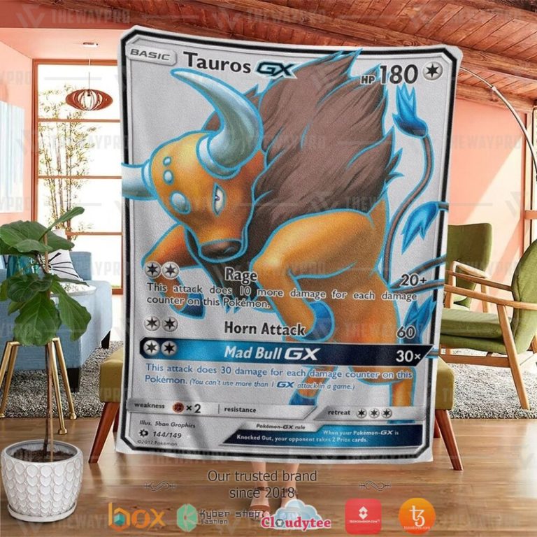 Anime-Pokemon-Tauros-Gx-Sun-Moon-Soft-Blanket-1
