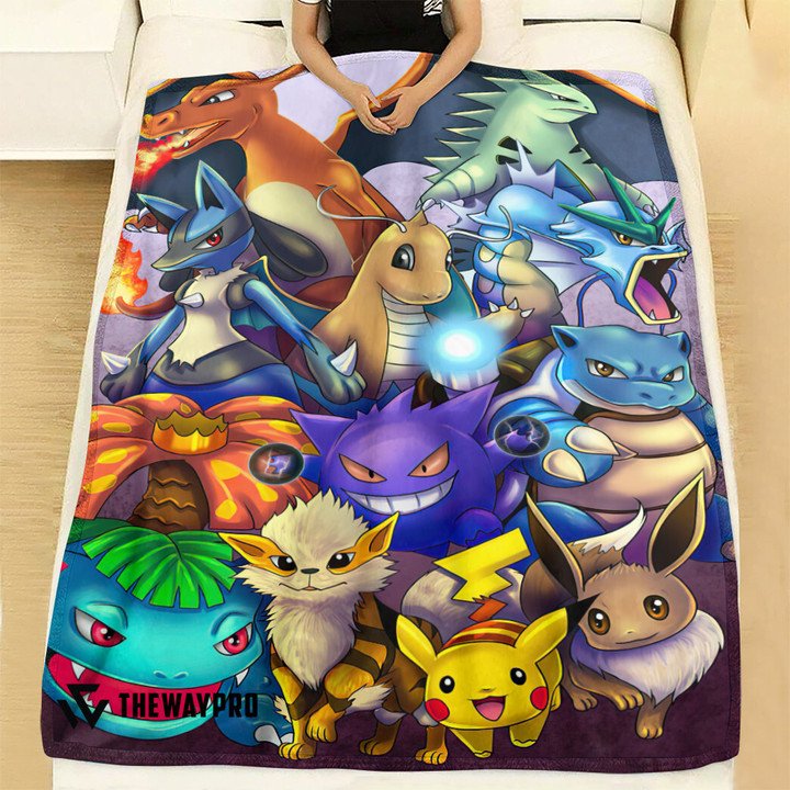 Anime-Pokemon-The-Poke-Favourites-Custom-Soft-Blanket-1
