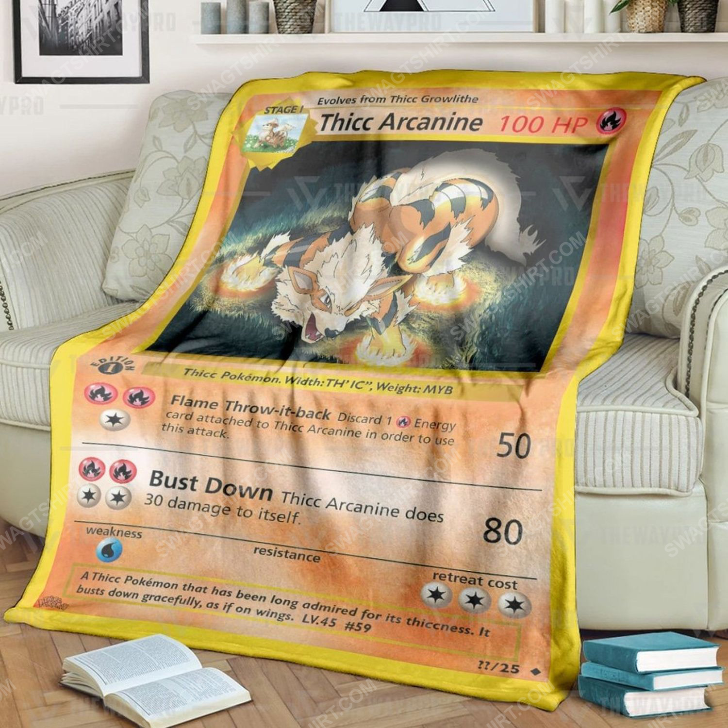 Anime Pokemon Thicc Arcanine Full Print Soft Blanket Anime Pokemon Thicc Arcanine Full Print Soft Blanket