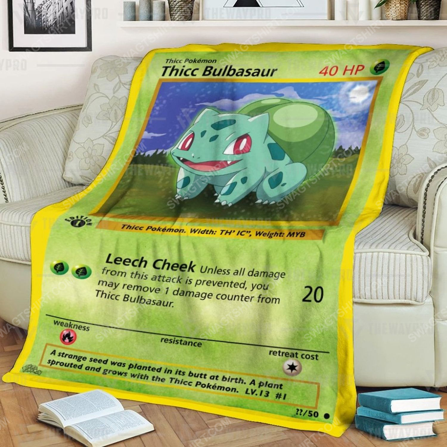 Anime Pokemon Thicc Bulbasaur Full Print Soft Blanket Anime Pokemon Thicc Bulbasaur Full Print Soft Blanket