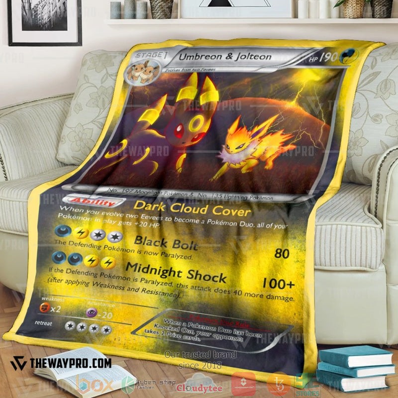 Anime Pokemon Umbreon And Jolteon Duo Card Soft Blanket Anime Pokemon Umbreon And Jolteon Duo Card Soft Blanket