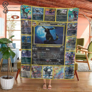 Anime Pokemon Umbreon Cards Full Printing Blanket