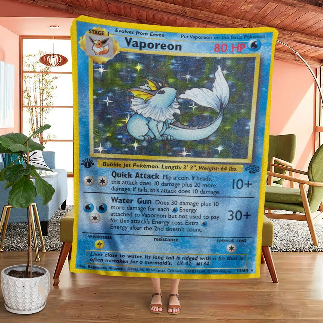 Anime Pokemon Vaporeon Jungle Custom Soft Blanket Anime Pokemon Vaporeon Jungle Custom Soft Blanket
