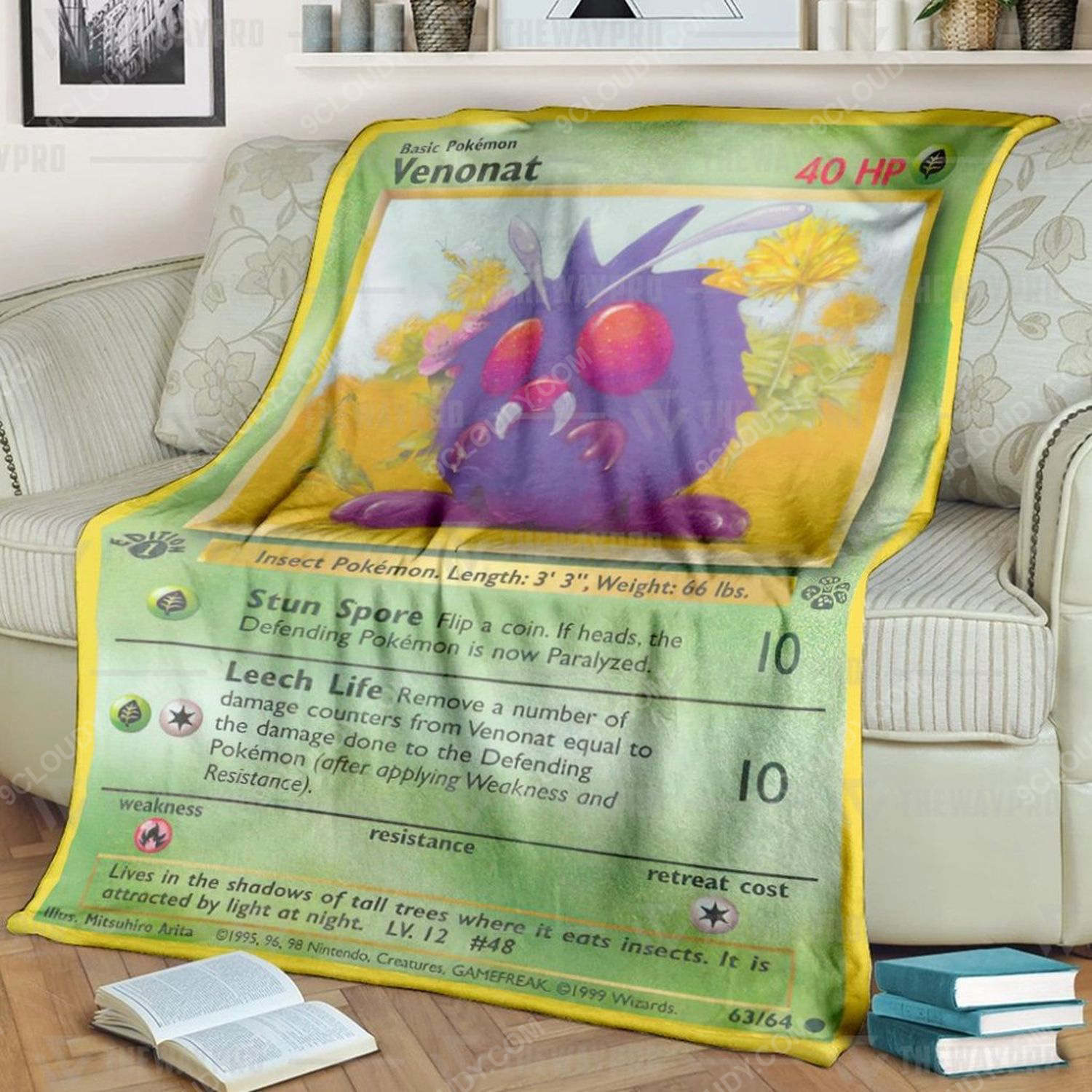 Anime Pokemon Venonat Full Print Soft Blanket Anime Pokemon Venonat Full Print Soft Blanket