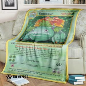 Anime Pokemon Venusaur Card Quilt Blanket