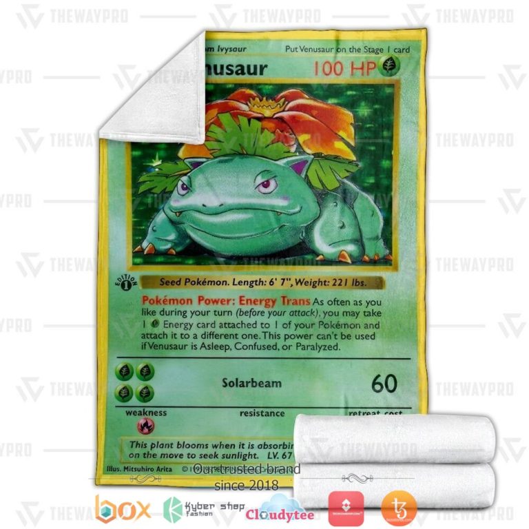 Anime-Pokemon-Venusaur-Card-Soft-Blanket-2
