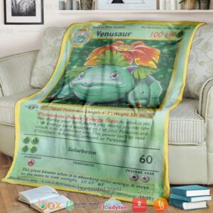Anime Pokemon Venusaur Card Soft Blanket