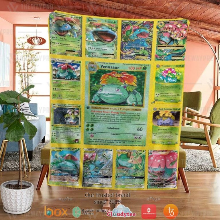 Anime-Pokemon-Venusaur-Cards-Version-2-Soft-Blanket-1