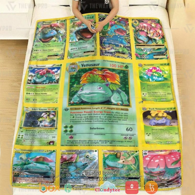 Anime-Pokemon-Venusaur-Cards-Version-2-Soft-Blanket-2